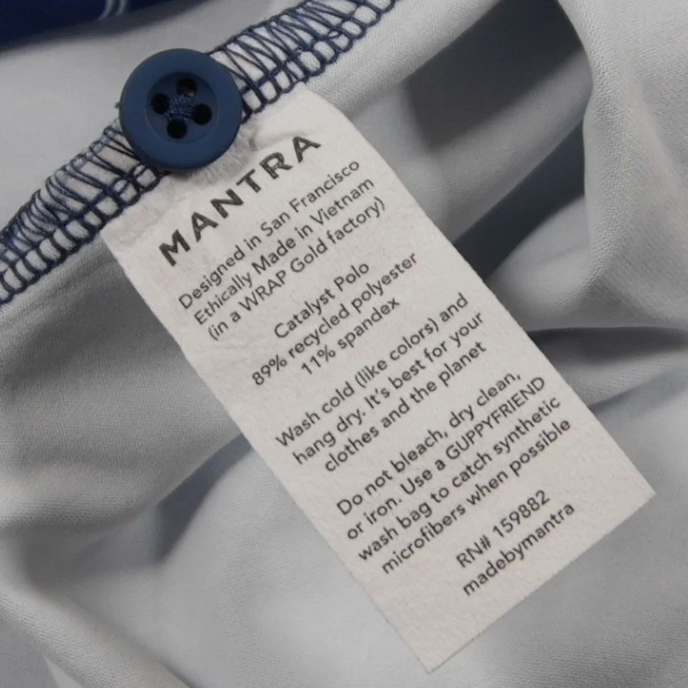 Mantra Golf Catalyst Wave Print Band Collar Men Polo L Performance Lightweight